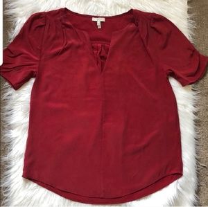 Joie Red Velvet Silk Blouse